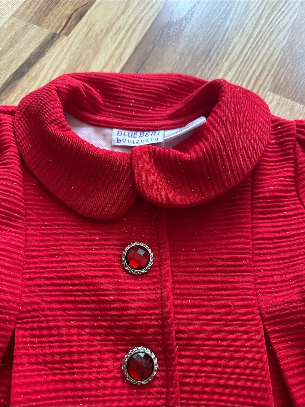 Red Girls' Dress Coat with Ruffle Sleeves